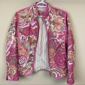 Etro Pink Multicolor Quilted Paisley Jacket